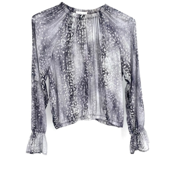 REVOLVE Bella Dahl Elastic Waist & Wrist Snowflake Flowy Loose Fit Blouse Top - Picture 3 of 8